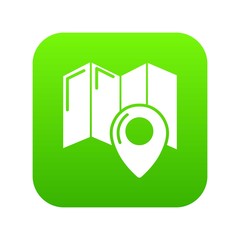 World travel map icon green vector isolated on white background