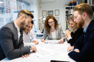 Group of architects working together on project