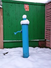 drinking column in winter outside