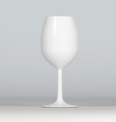 White wine glass on grey background, mockup, 3d render.