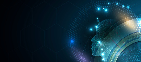 Artificial intelligence. Technology web background. Virtual concept