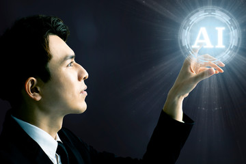 businessman and AI (Artificial Intelligence) concept