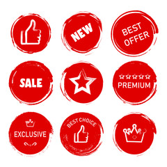 Vector set of vintage red labels