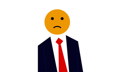Confused Face Emoji head man. Vector illustration of a man with emoji face instead of head