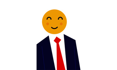 Happy Face Emoji head man. Vector illustration of a man with emoji face instead of head