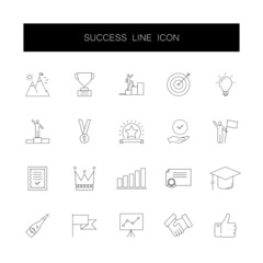 Line icons set. Success pack. Vector illustration