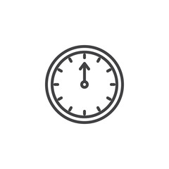 New year clock outline icon. linear style sign for mobile concept and web design. Wall clock pointing at 12 o'clock simple line vector icon. Symbol, logo illustration. Pixel perfect vector graphics