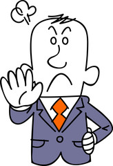 起こって拒否するビジネスマンの青年