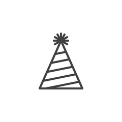 Party hat outline icon. linear style sign for mobile concept and web design. Striped cone hat simple line vector icon. Symbol, logo illustration. Pixel perfect vector graphics