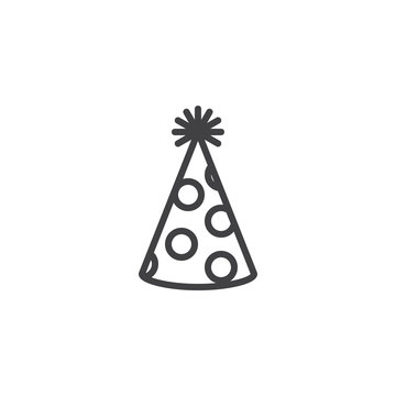 Party hat outline icon. linear style sign for mobile concept and web design. Cone hat simple line vector icon. Symbol, logo illustration. Pixel perfect vector graphics