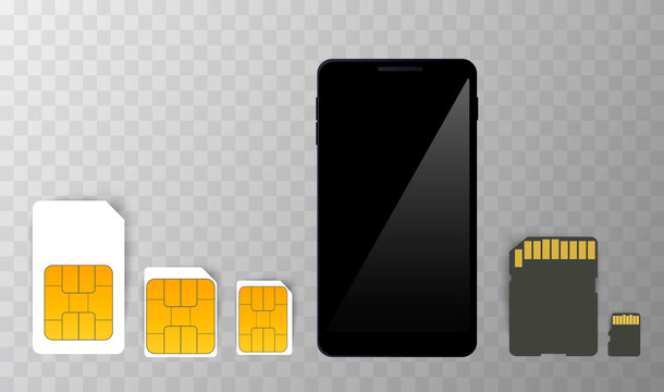 Sim Card mobile Cellular Phone Chip. Vector Isolated on Background eps10