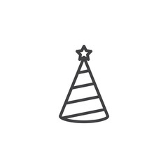 Party hat outline icon. linear style sign for mobile concept and web design. Cone hat simple line vector icon. Symbol, logo illustration. Pixel perfect vector graphics