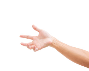 Asian man hand isolated on white background. clipping path