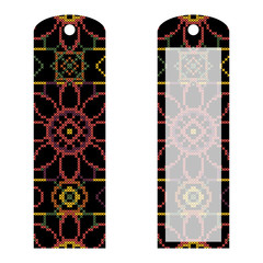 Clothing tag. The pattern of needlework. Vector illustration
