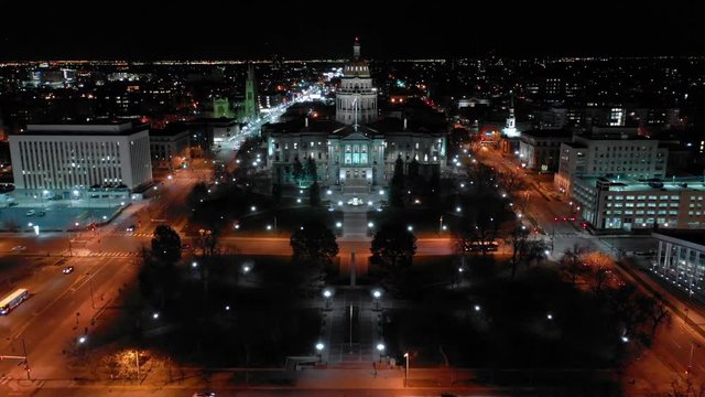 Downtown Denver Colorado Aerial Footage Skyline 