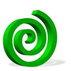 Grüne Spirale vor weißem Hintergrund