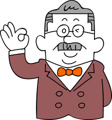 承認のジェスチャーをする社長　資産家の男性