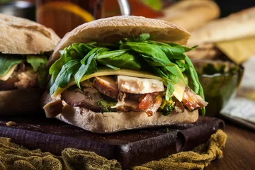 Photo sur Plexiglas Snack Italian porchetta sandwich