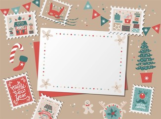 Christmas decorative card, border, frame