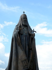 Monument to Patriarch Alexy II near the Holy Dormition Cathedral in Vitebsk