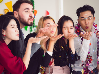 group of friend enjoying party at home,Party after work