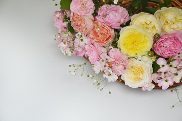 English roses in basket greeting card