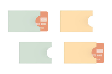 Colored bank card holders isolated on white vector mock-up