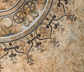 abstract pattern with ornamental leaves, decorative ceramic tile