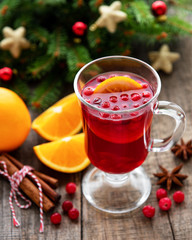 Glass of hot mulled wine