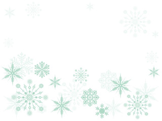 christmas texture, background with mint snowflakes in mint blue and place for text, isolated on white