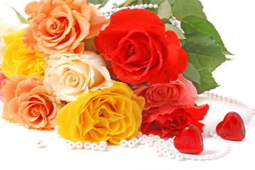 Roses and heart for love. Valentines day flowers.