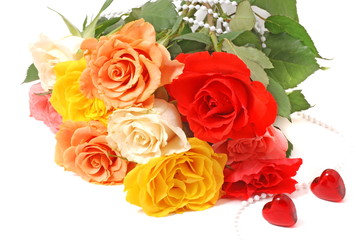 Roses and heart for love. Valentines day flowers.