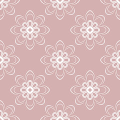 Floral purple and white ornament. Seamless abstract classic background with flowers. Pattern with repeating floral elements