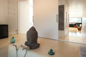 Bathroom with buddish decoration in modern house