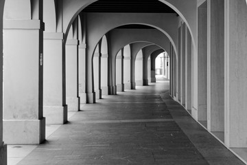 Fototapeta premium Treviso, Italy August 7, 2018: arched structures in the old buildings of the city.