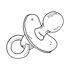 Pacifier for the baby. Vector illustration of baby dummy. Hand drawn baby nipple.