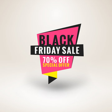 Black Friday sale sticker. Discount banner. Special offer sale tag. Vector illustration.