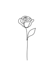  Abstract rose line drawing logo. Continuous line. Minimalist art. © ColorValley