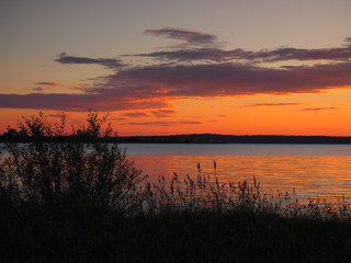 Fototapeta premium Sunset. On the big river. Summer. Russia, Ural, Perm region