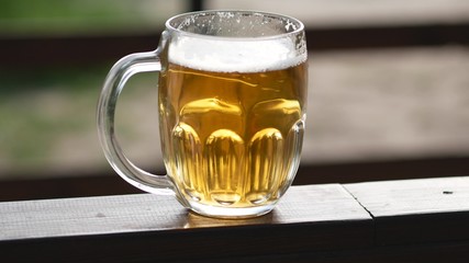 Close up shot of a mug of beer