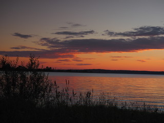 Obraz premium Sunset. On the big river. Summer. Russia, Ural, Perm region