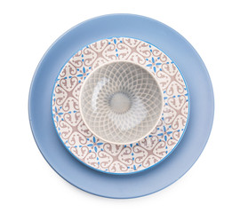 Clean color plates on white background