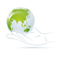 Hand support ecological world Asia