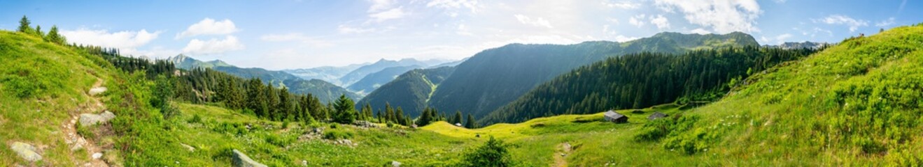 Fototapeta na wymiar Landschaft Panorama mit Berg in den Alpen