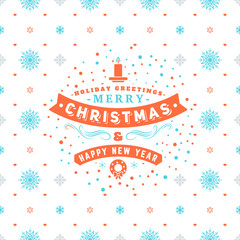 Merry Christmas and Happy New Year. Retro design on seamless background. Vector background for wrapping paper or greeting card