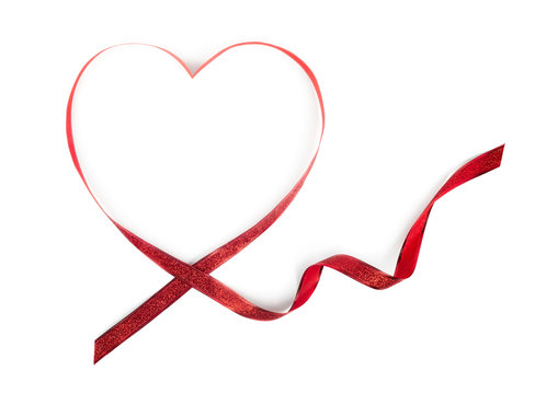 Heart shape made from red ribbon