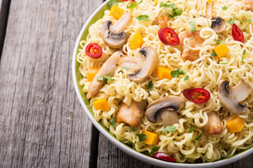 Instant noodles in bowl