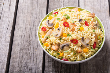 Instant noodles in bowl
