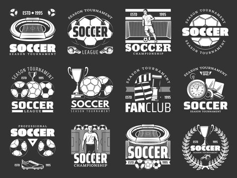 Soccer game sport items and players icons