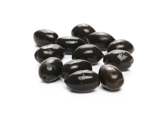Black olives isolated on white background